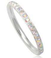 Genuine 925 Sterling Silver Ring made with Swarovski Elements Crystals. Size 9/S