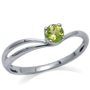 0.25ct Genuine Peridot 925 Sterling Silver Ring. Size 5/K