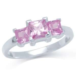 Brand New 2.97ct Pink Cubic Zirconia 925 Sterling Silver Ring. Size 7/O