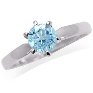 1.16ct Genuine Blue Topaz Solitaire 925 Sterling Silver Ring. Size 5/K
