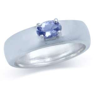 [R4345.60] 0.45ct Genuine Tanzanite Solitaire 925 Sterling Silver Ring. Size 7/O