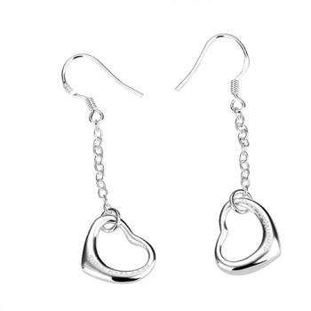 Modern Dangling Heart Earrings set in 925 Silver