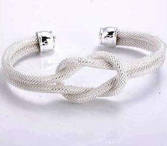 ASHA CRAFT - 925 Silver Twisted Mesh Cuff Bangle - 8mm wide
