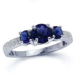 Breathtaking 1.35ct Cr. Sapphire and Topaz 925 Sterling Silver Ring. Size 7.5 / P
