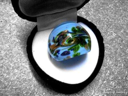 ASHA CRAFT - Exquisite Handmade Murano Glass Ring. Size 8 / Q
