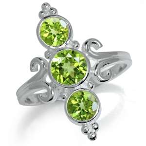 1.98ct Genuine Peridot Balinese Design 925 Sterling Silver Ring. Size 9 / R+