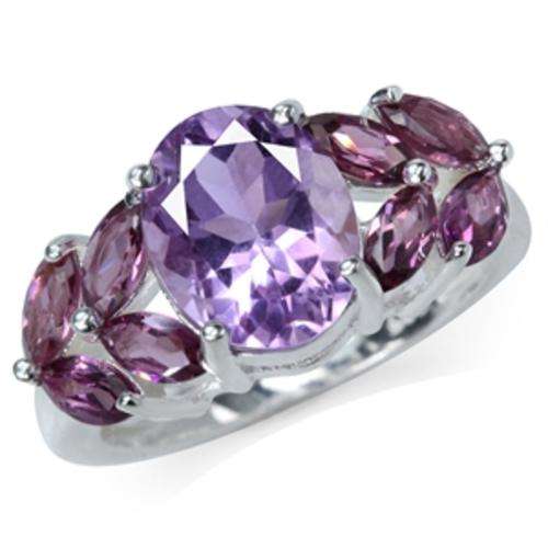 [R4169.20] 3.72ct Genuine Amethyst and Rhodolite Garnet Cluster Ring. Size 10 / U