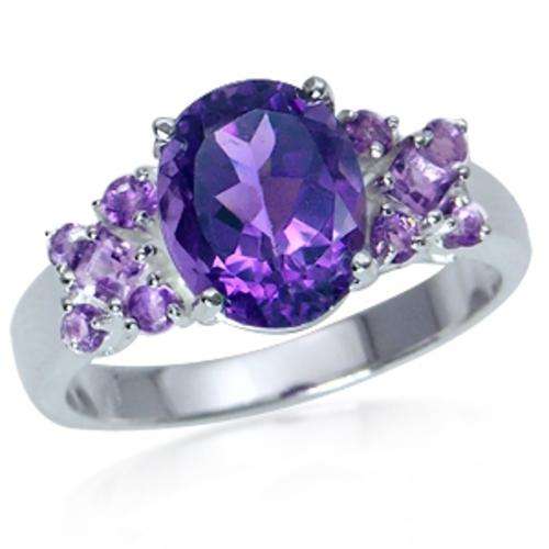 2.86ct Genuine Amethyst 925 Sterling Silver Designer Cocktail Ring. Size 7 / O