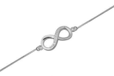 INFINITY Engraved 925 Solid Sterling Silver Box Chain Bracelet