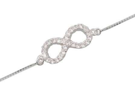 INFINITY Full White Cubics 925 Solid Sterling Silver Box Chain Bracelet