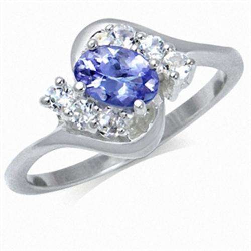 [R5092.70] Enchanting 0.45ct Genuine Tanzanite and Topaz Designer Ring. Size 5 / K / 16mm