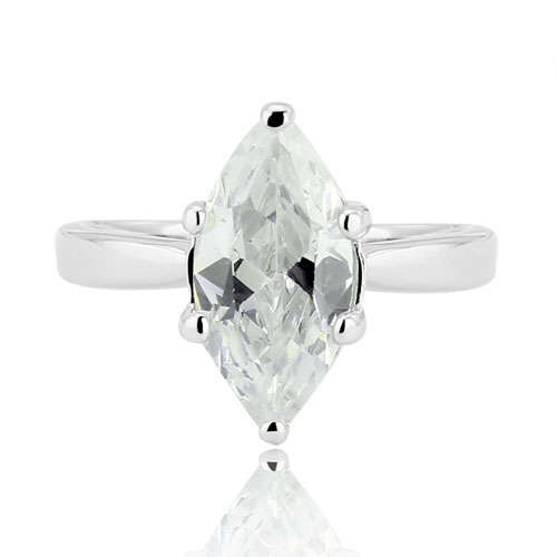 Simple Beauty 2.50ct Pear-Cut CZ 925 Sterling Silver Ring. Size 8.5 / R