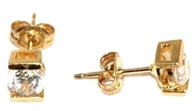 Brilliant White CZ Stud Earrings in 14kt Vermeil and 925 Sterling Silver