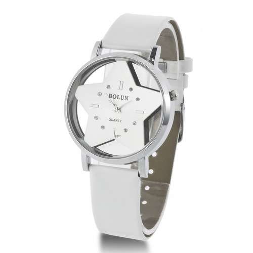 WoMaGe Branded QUARTZ Leather Strap Watch - WHITE