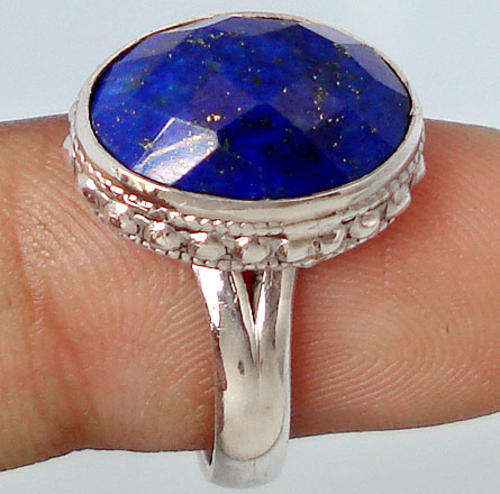 6.33ct Genuine Lapiz Lazuli 925 Sterling Silver Ring. Size 9 / R-S