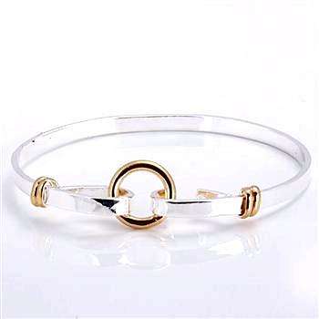 ASHA CRAFT - 925 Silver and Gold Vermeil Circle Bangle - 4mm wide