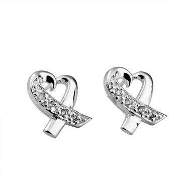 ASHA CRAFT - 925 Silver Modern Heart CZ Earrings