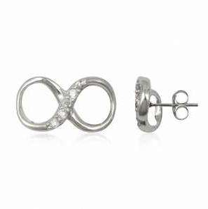INFINITY White Cubics 925 Solid Sterling Silver Earrings