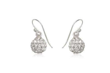 Authentic Preciosa Crystals 925 Solid Sterling Silver Earrings - Sparkling White