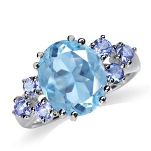 [R14960.70] 100% REAL 6.52ct. Genuine Blue Topaz & Tanzanite Exclusive Ring. Size 7 / O