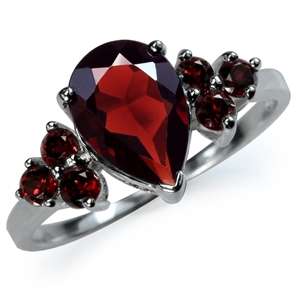 Genuine 2.52ct Garnet Gemstone 925 Sterling Silver Ring. Size 7 / O