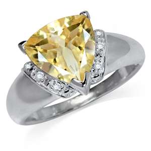 2.56ct Genuine Citrine and White Topaz 925 Sterling Silver Ring. Size 7 / O