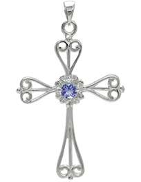 [R1200.00] Genuine 0.31ct Tanzanite Cross Pendant in 100% REAL 925 Sterling Silver