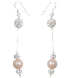 Authentic Pearl and Preciosa Crystals 925 Solid Sterling Silver Earrings