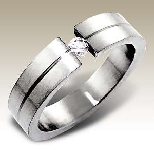 Mens Wedding Ring 316L SS Tension set Solitaire - Size 12 / Y