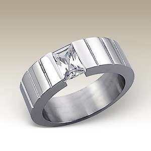 BRAND NEW - ACJ Flush Solitaire CZ 316L SS Ring - Size 13 / Z+1