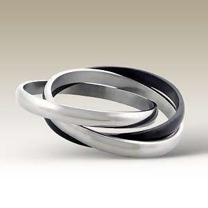 BRAND NEW Tri-Band w/Black 316L SS Rings - Size 6 / M