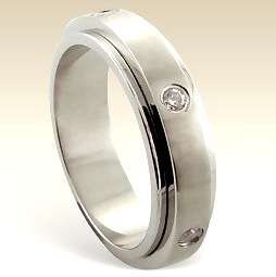 4 AVAILABLE!! CZ Eternity Spinner 316L SS Ring - Size 7.5 / P