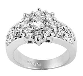 Enchanting Cluster 1.990ct Swarovski Crystal Engagement Ring. Size 8 / Q / 18mm