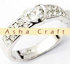 Sweet Heart 0.560ct Swarovski Crystal Engagement Ring. Size 8 / Q