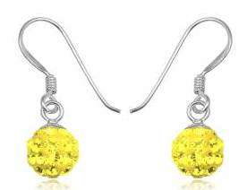 Swarovski Crystals 925 Solid Sterling Silver Earrings - Citrine Yellow