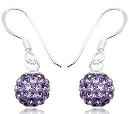 Swarovski Crystals 925 Solid Sterling Silver Earrings - Purple
