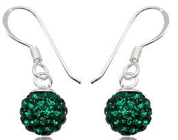 Swarovski Crystals 925 Solid Sterling Silver Earrings - Forrest Green