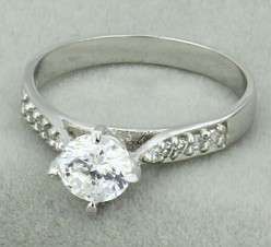 Cr. Diamond Engagement Ring 925 Sterling Silver - Size 6.5 / M