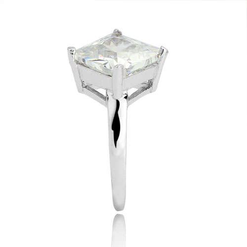 ACJ - Sparkling White CZ Rhodium Polished Ring - Size 8 / Q