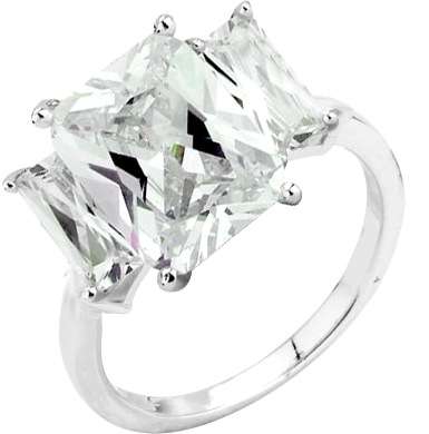 ACJ - Sparkling White CZ Rhodium Polished Ring - Size 7 / O