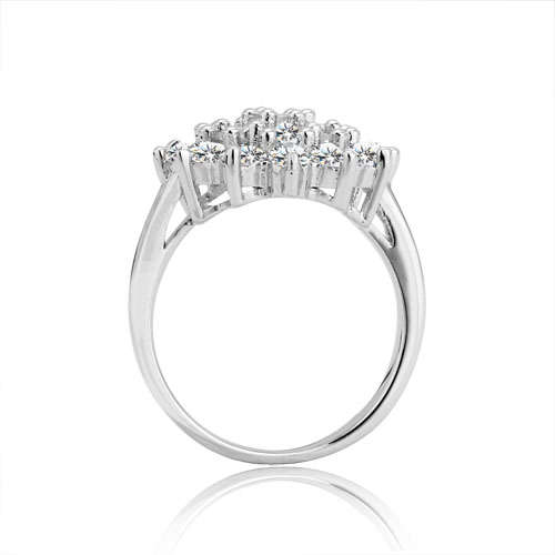 BRAND NEW! Sparkling White CZ Rhodium Polished Ring - Size 7 / O