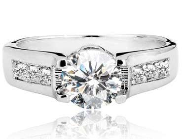 ACJ - Sparkling White CZ Rhodium Polished Ring - Size 7 / O