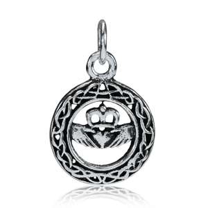 925 Sterling Silver Celtic Knot Claddagh Circle Pendant