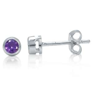 Natural Amethyst 925 Sterling Silver Stud Earrings