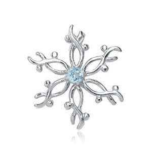 Natural Blue Topaz 925 Sterling Silver Snowflake Pendant