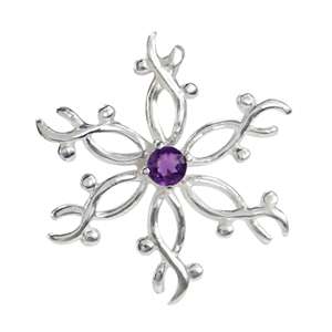 Natural African Amethyst 925 Sterling Silver Snowflake Pendant
