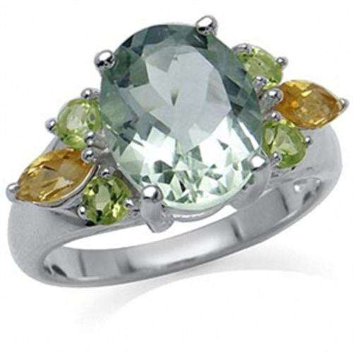 [R5830.16] 5.36ct Natural Green Amethyst, Peridot & Citrine Designer Ring. Size 7 / O