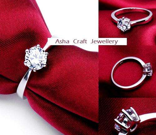 ACJ - 0.45ct Cr. Diamond Solitaire 925 Sterling Silver Engagement Ring - Size 5 / K