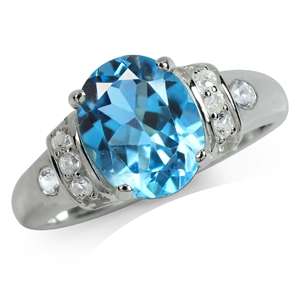 [R6984.20] 3.18ct Genuine Swiss Blue and White Topaz Designer Ring. Size 7 / O