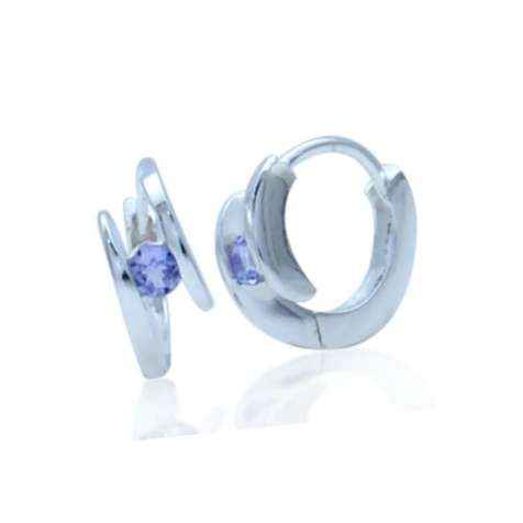 GENUINE TANZANITE!!! 0.18ct Huggies Hoops 925 Sterling Silver Earrings